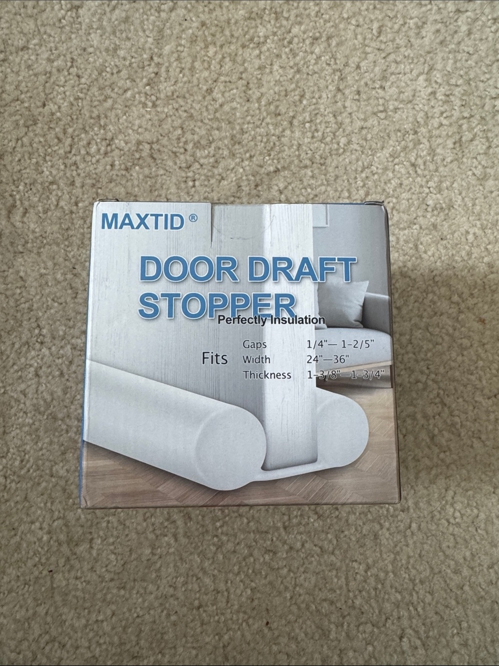White Door Draft Stopper - Fits 24"-36" Doors